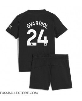 Günstige Manchester City Josko Gvardiol #24 Auswärts Trikotsatzt Kinder 2025-26 Kurzarm (+ Kurze Hosen)
